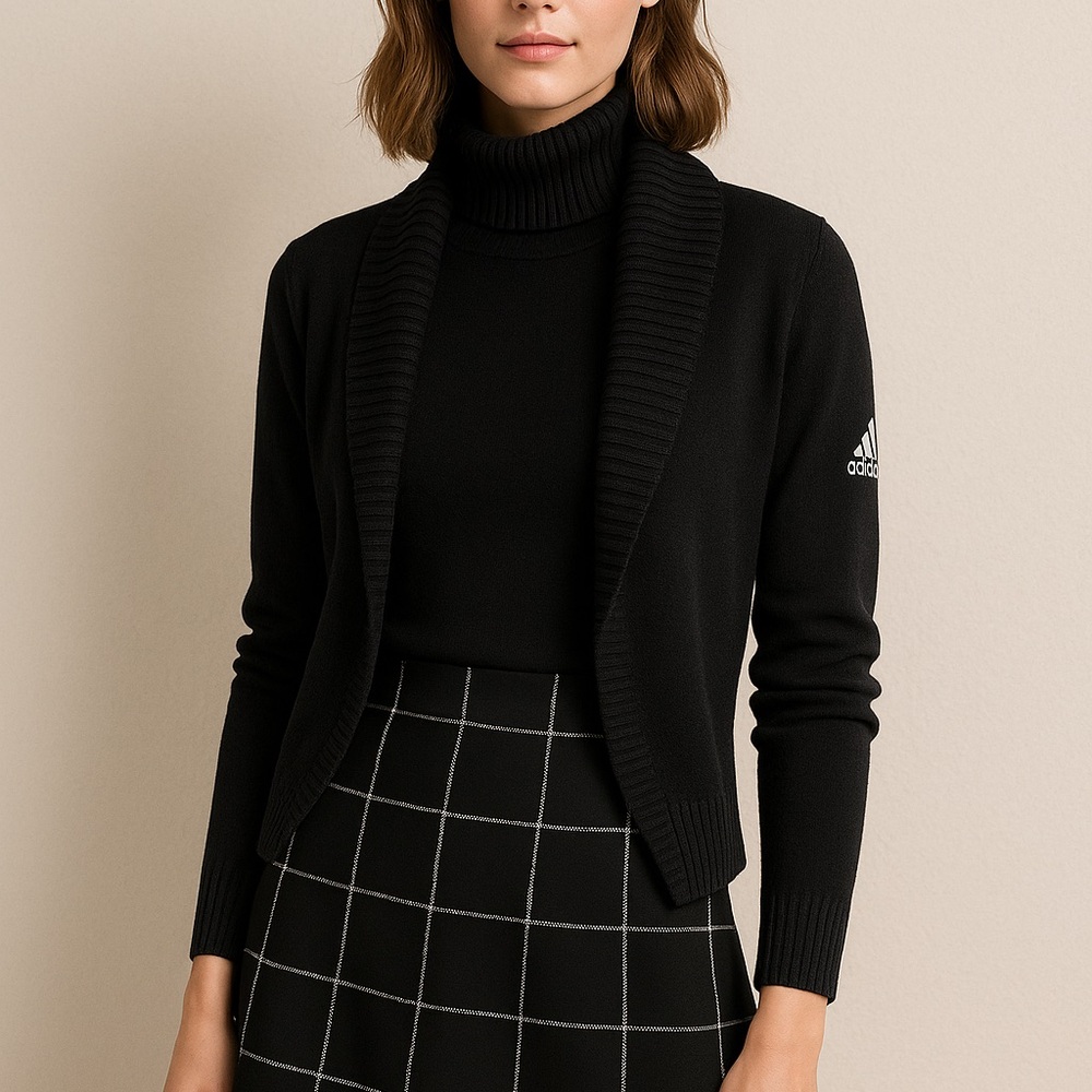 Classic Women's Black windowpane plaid skirt -size L